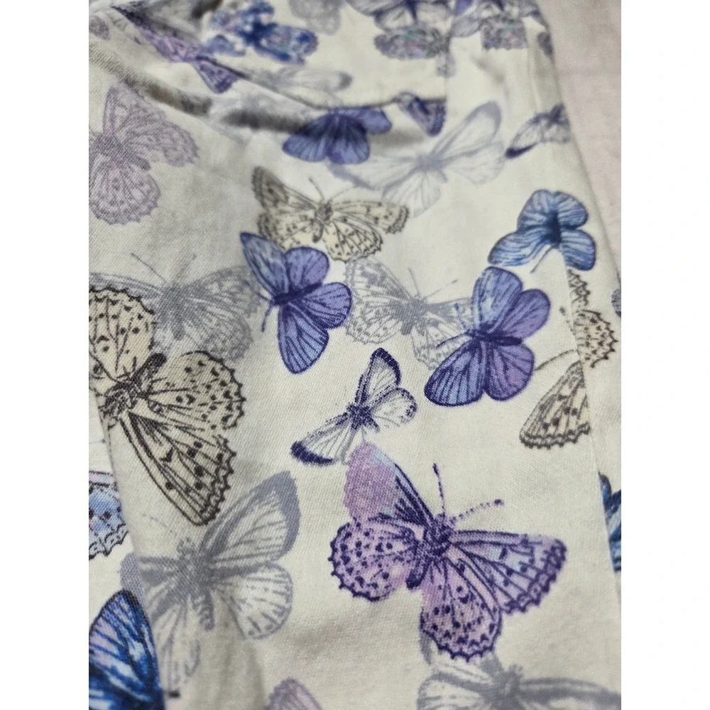 Children's Place Girls‎ Butterfly Print Stretch Pants White Blue Purple Size 4